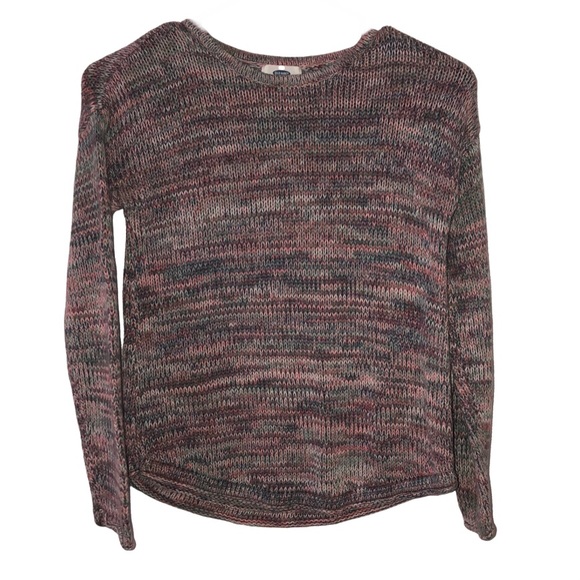 Old navy cotton knit sweater pink multi size M-8 - Picture 1 of 6